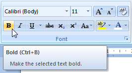 Tooltips in Microsoft Office Word 2007