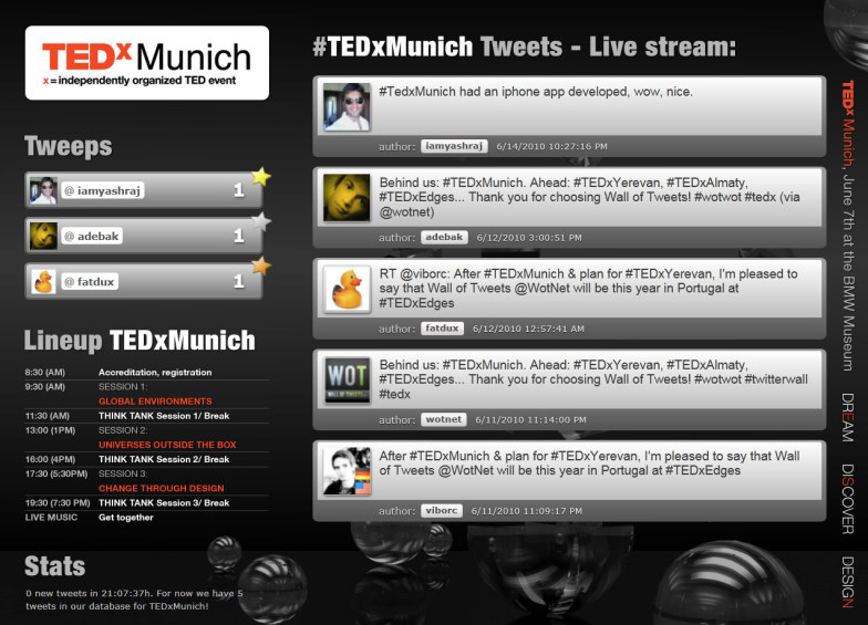 Wall Of Tweets at TEDx Munich