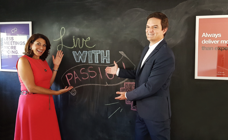 US Ambassador and Vibor Cipan in front of the UX Passion blackboard